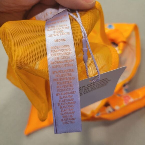 Savage X Fenty Orange Floral Lightweight Panty Size Medium - Picture 4 of 5